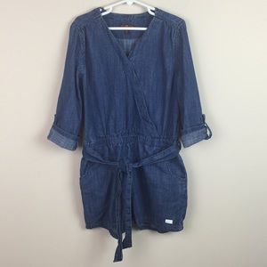 7 For All Mankind 3/4 Length Sleeve Belted Romper